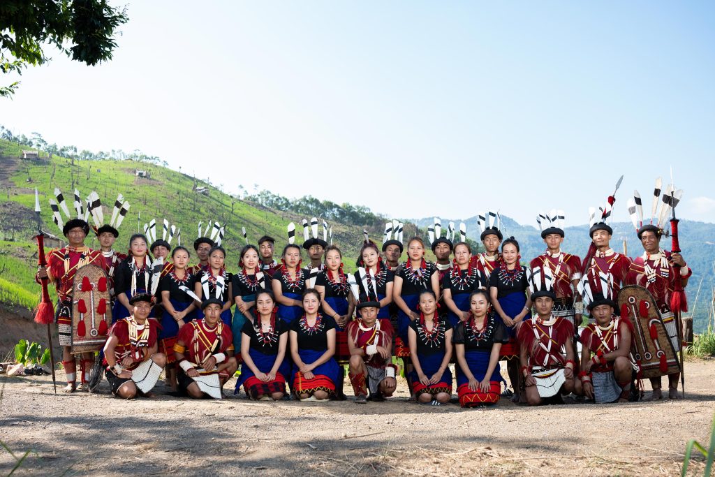 Ao Naga community in ceremonial dress during Moatsu Festival, Mokokchung, Nagaland