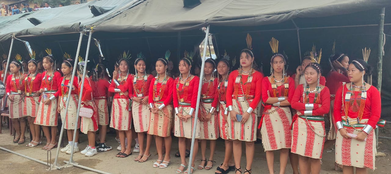 Nocte girls in ceremonial attire waiting to perform at Chalo Loku